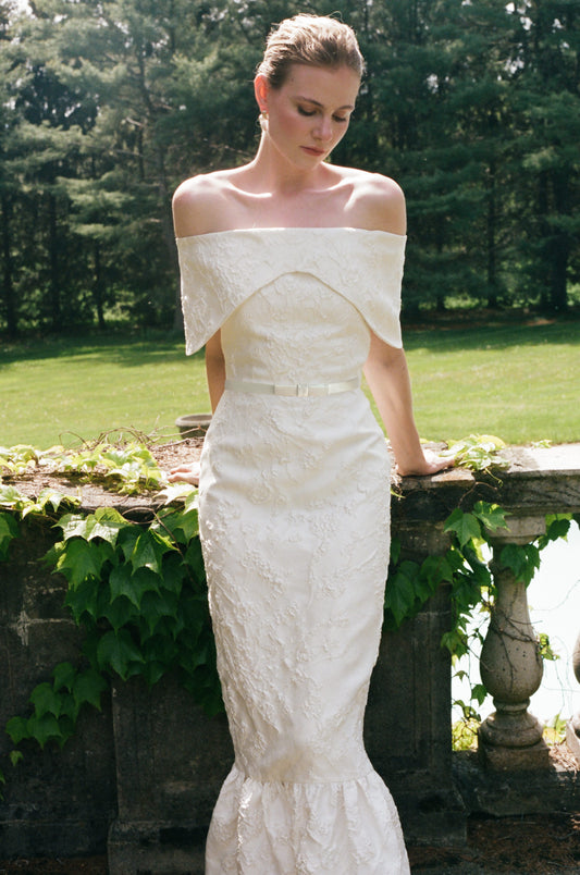 Alex Dress in Ivory Brocade