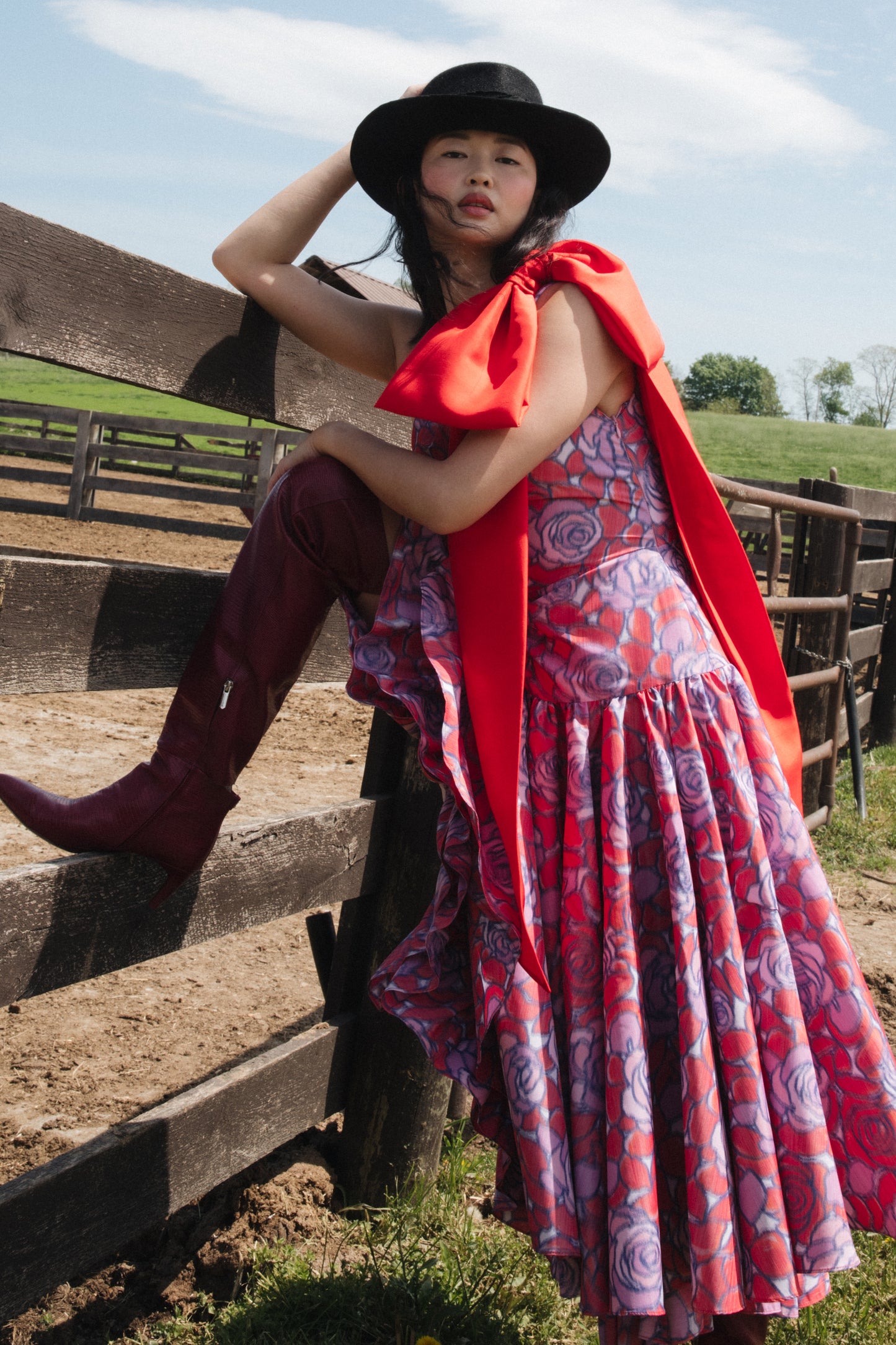 Tracey Dress in Red Hazy Rose