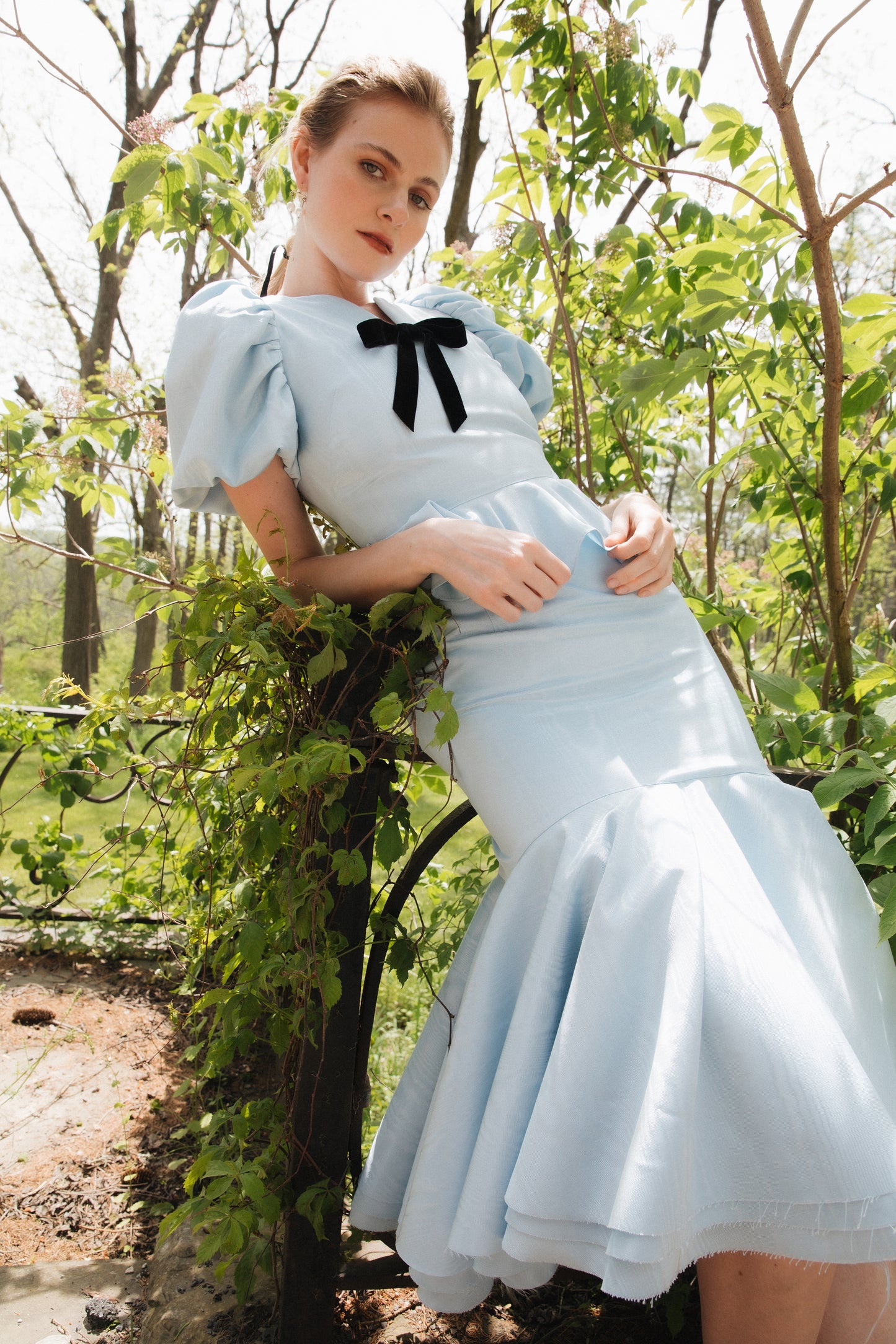 Freddie Blouse in Blue Moiré