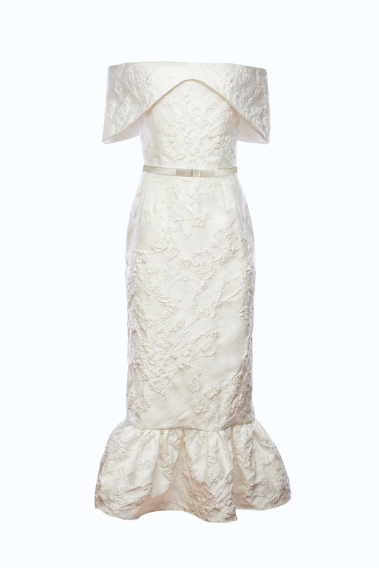 Alex Dress in Ivory Brocade