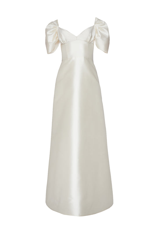 Allison Dress in Ivory Silk Wool