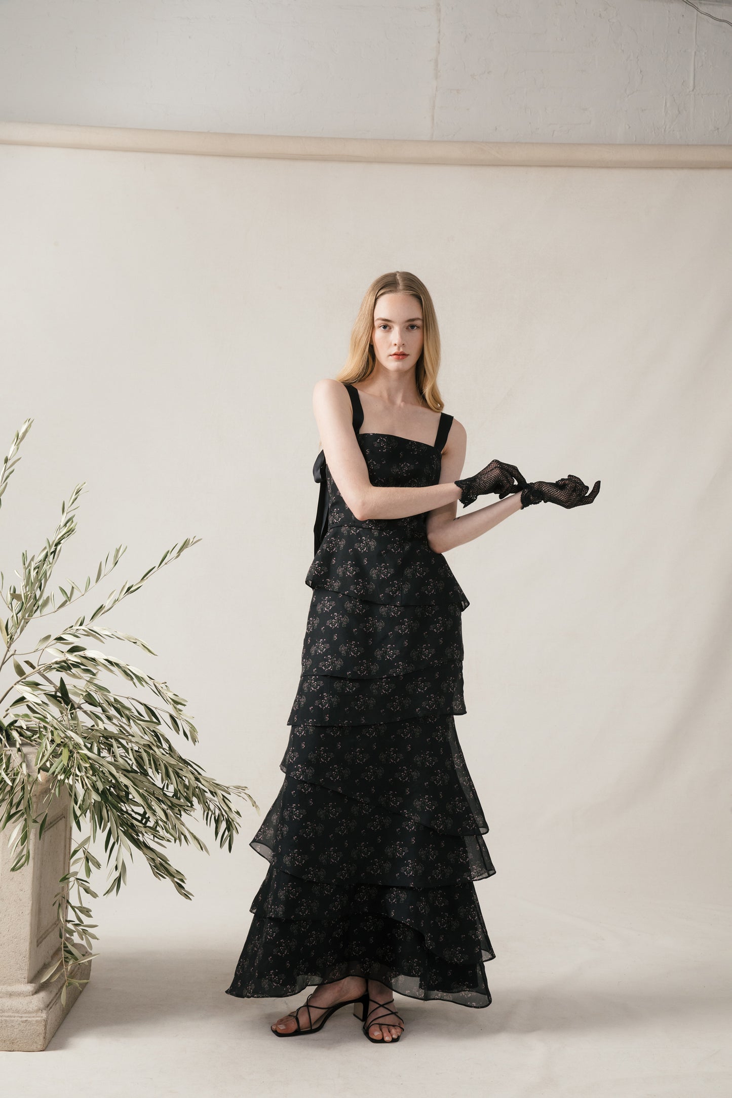 Olivia Dress in Black Flora