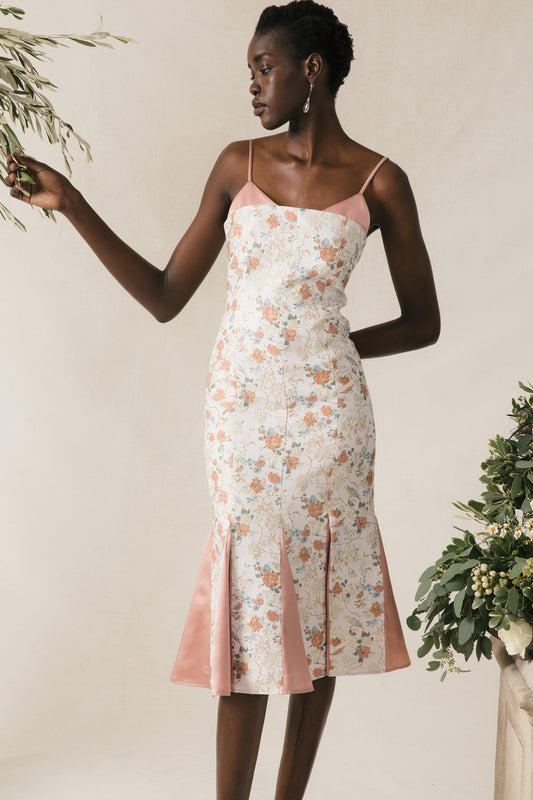 Penny Dress - Blush Floral Brocade