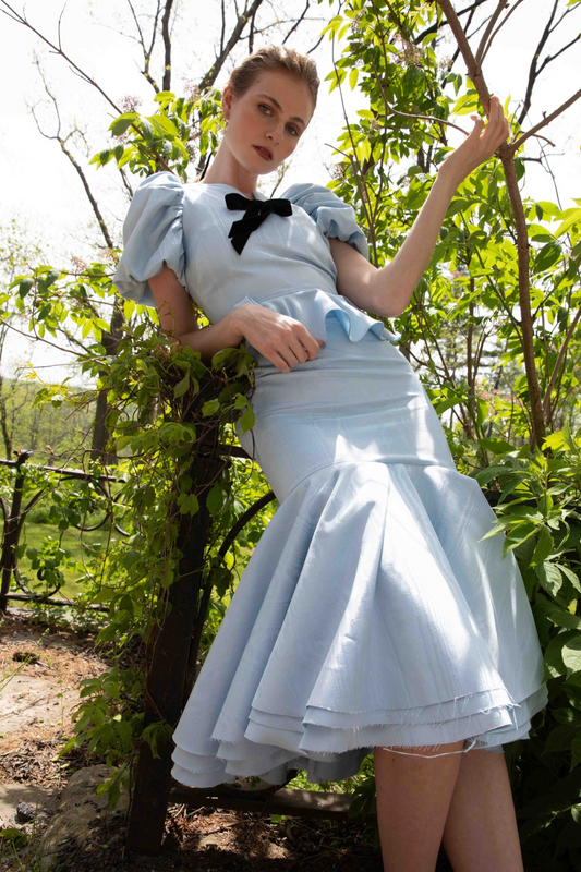 Diana Skirt in Blue Moiré