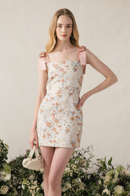 Sophie Dress in Blush Floral Brocade