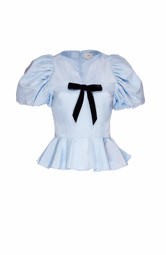 Freddie Blouse in Blue Moiré