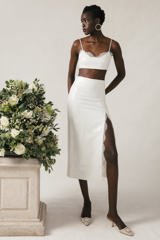 Penny Set in Ivory Sequin Linen