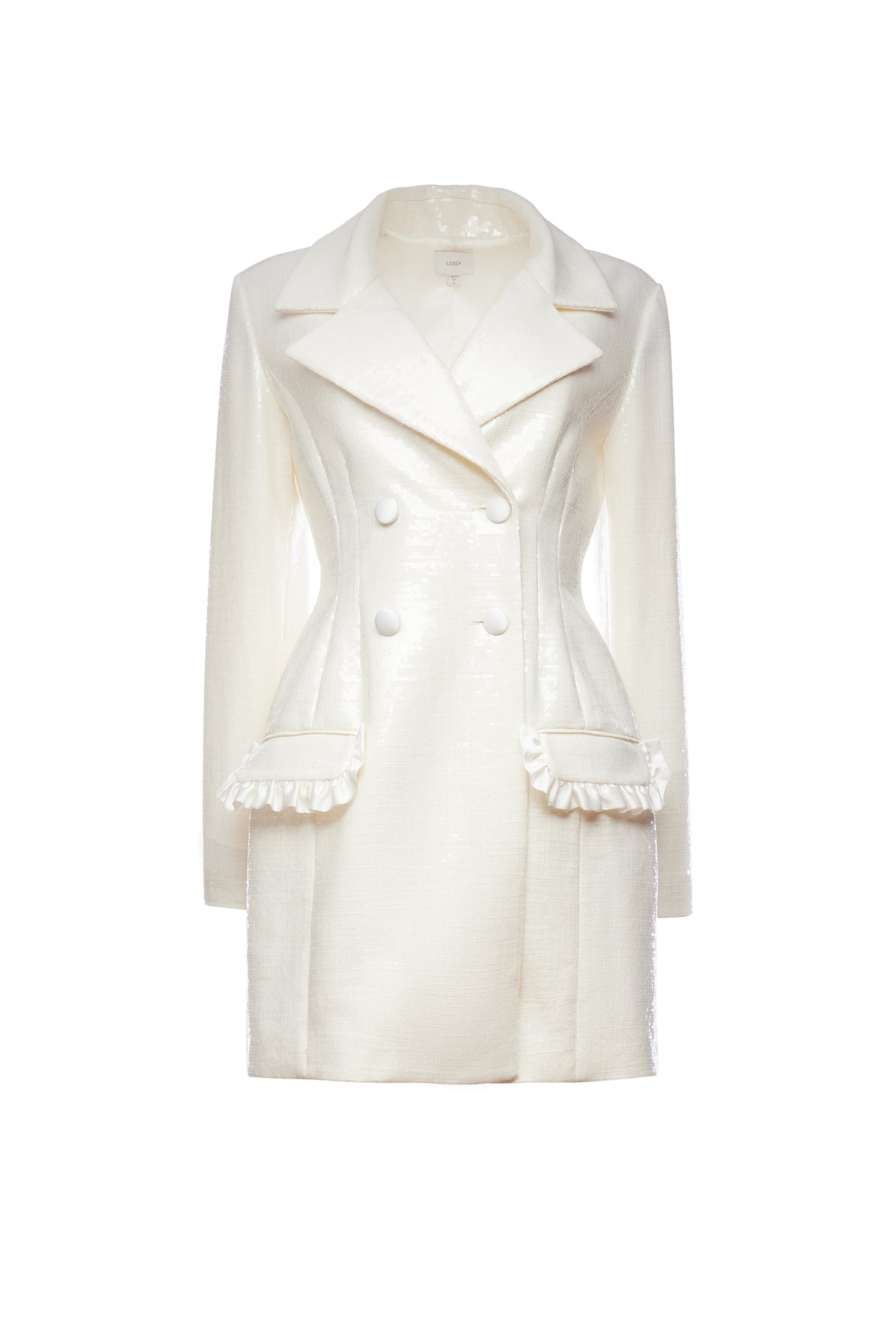 Eleanor Blazer Dress in Ivory Sequin Linen