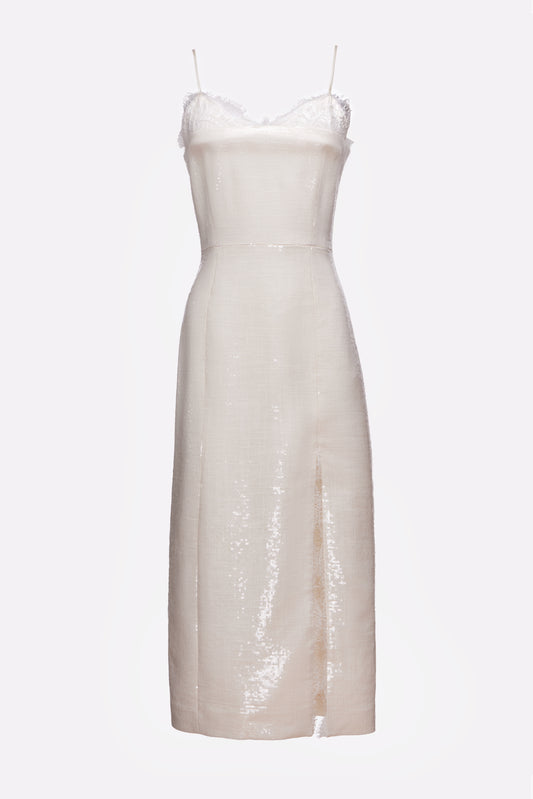 Penny Dress in Ivory Sequin Linen
