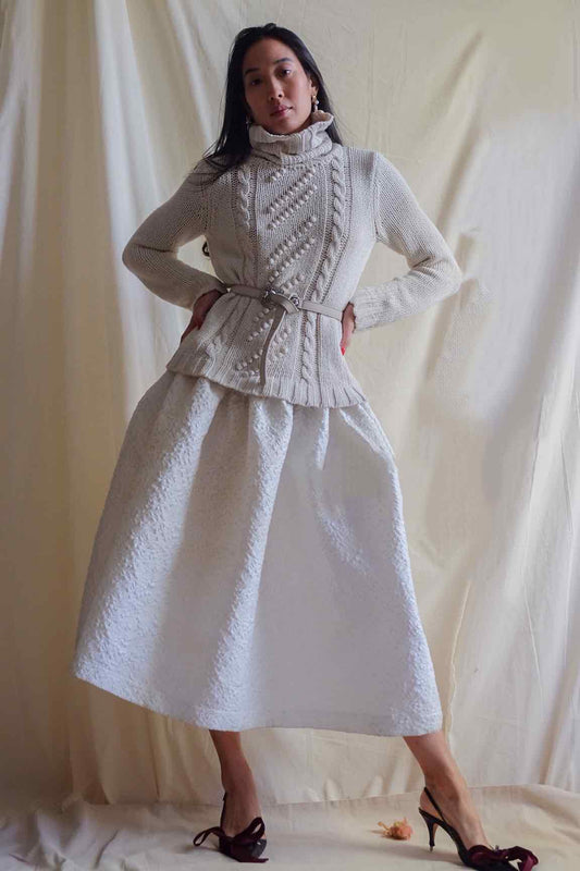 Avery Skirt in White Boucle