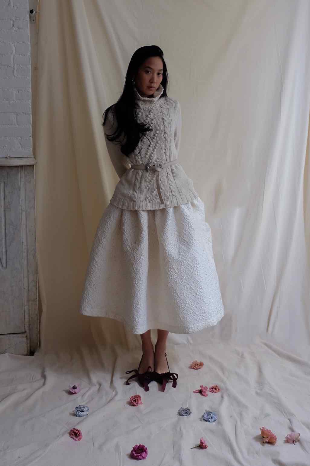 Avery Skirt in White Boucle