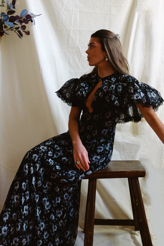 Lyman Dress in Black Rose