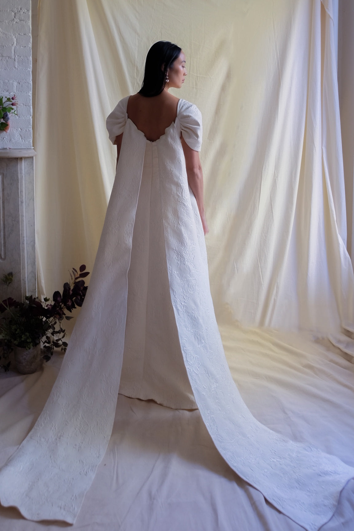 Allison Dress in Ivory Brocade