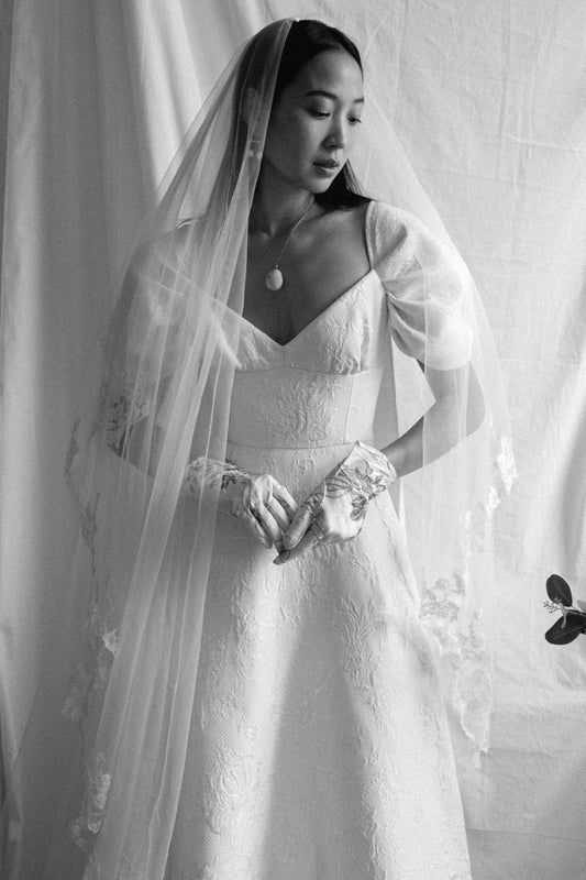 Allison Dress in Ivory Brocade