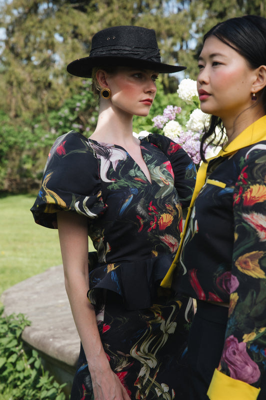 Freddie Blouse in Black Fuzzy Floral