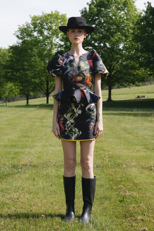 Sydney Skirt in Black Fuzzy Floral