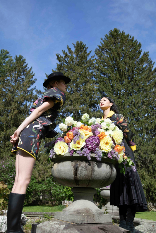 Sydney Skirt in Black Fuzzy Floral