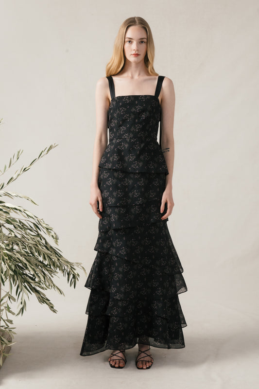 Olivia Dress in Black Flora